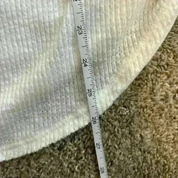 We the Free Must Have White Henley Long Sleeve Waffle Top Size Small Free People - Picture 7 of 8